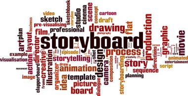 Storyboard kelime bulut, vektör illüstrasyon