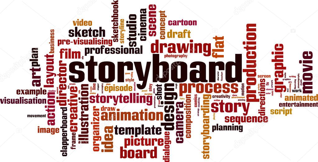 Storyboard word cloud, vector illustration