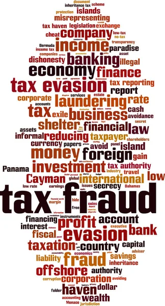 Tax Fraud Word Cloud Concept White Background — Stock Vector