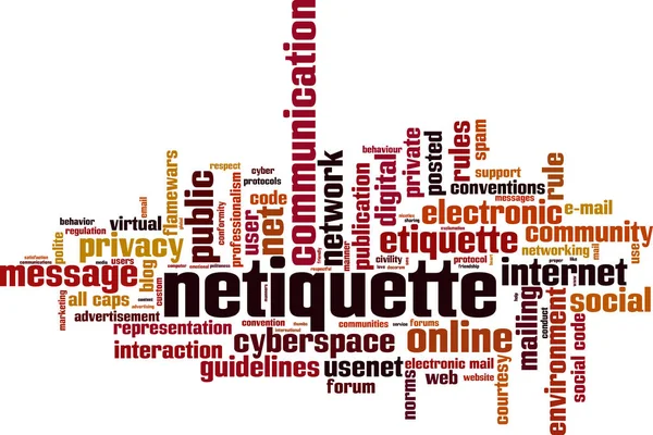 Netiquette Word Cloud Concept White Background — Stock Vector