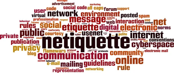 Netiquette Woord Wolk Concept Met Witte Achtergrond — Stockvector