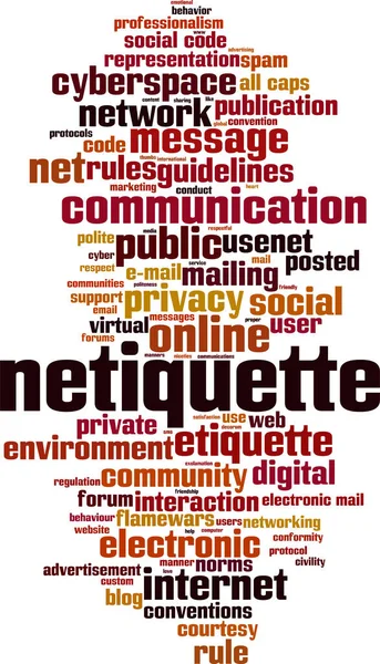 Netiquette Word Cloud Concept Med Vit Bakgrund — Stock vektor
