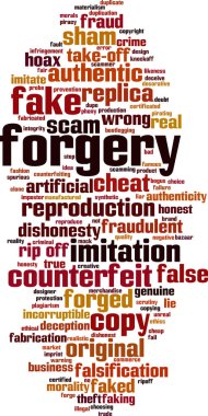 Background concept word cloud of forgery clipart