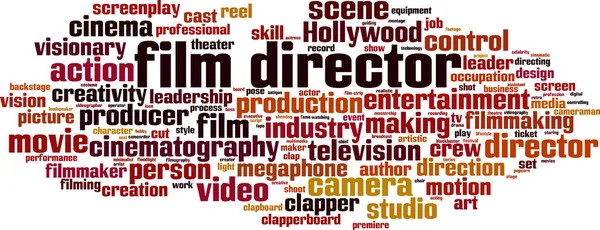 Σκηνοθέτης Του Κινηματογράφου Λέξη Σύννεφο Κολάζ Φτιαγμένο Από Λόγια Για — Διανυσματικό Αρχείο