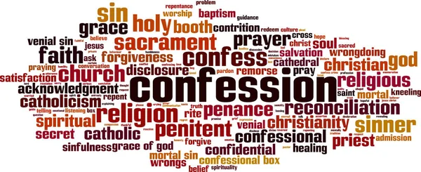Mot Confession Nuage Isolé Sur Fond Blanc — Image vectorielle