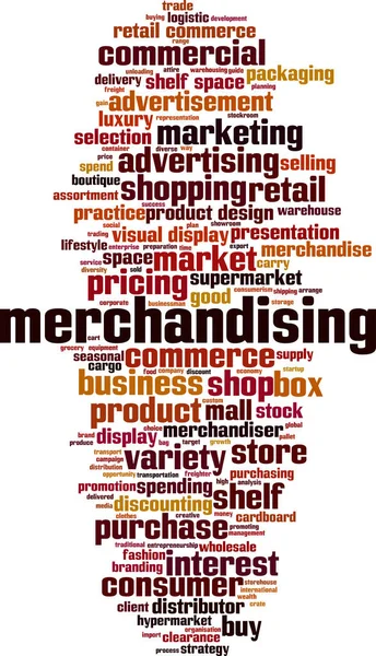 Vector Konceptuella Business Merchandising Word Cloud Konceptet Isolerat Bakgrunden — Stock vektor