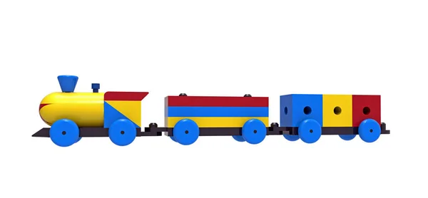 Train, colorful wooden toy — Stock Photo, Image