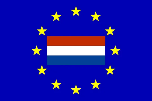 Flags, Netherlands and European Union — Stock Photo, Image
