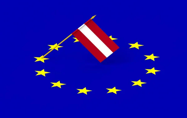 Vlaggen, Oostenrijk en Europese Unie — Stockfoto