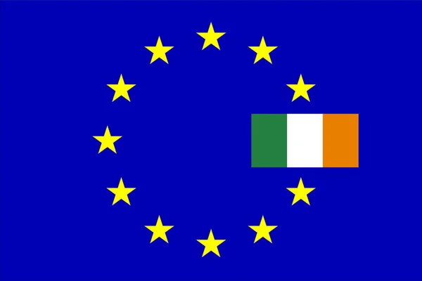 Vlaggen, Ierland en Europese Unie — Stockfoto