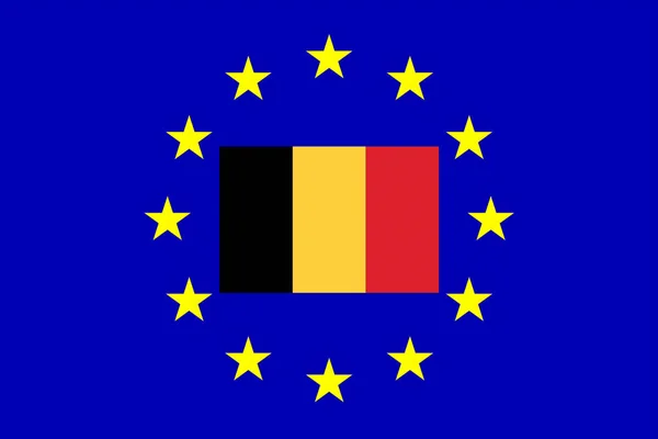 Vlaggen, België en de Europese Unie — Stockfoto