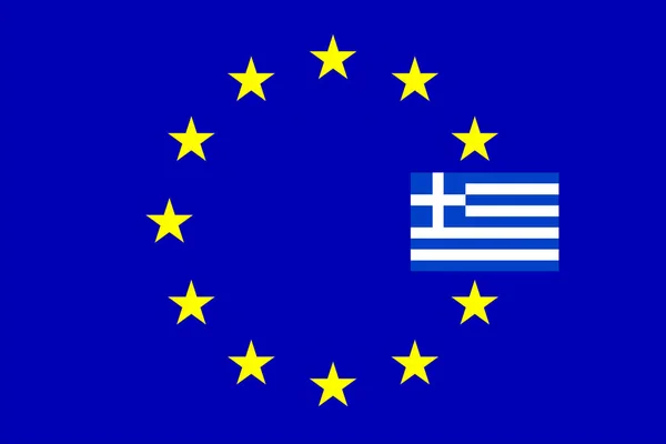 Drapeaux, Grèce et Union européenne — Photo