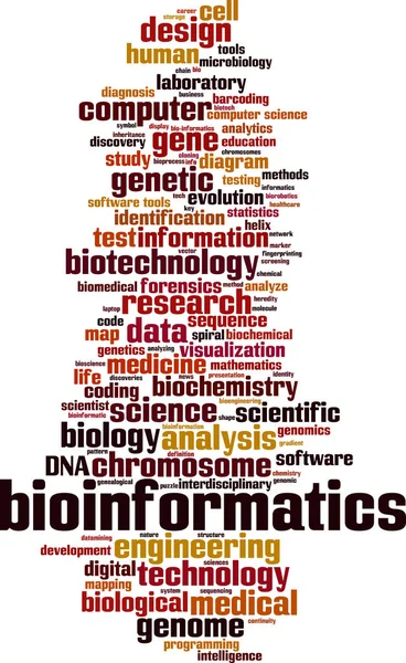 Bioinformática Conceito Nuvem Palavras Colagem Feita Palavras Sobre Bioinformática Ilustração — Vetor de Stock