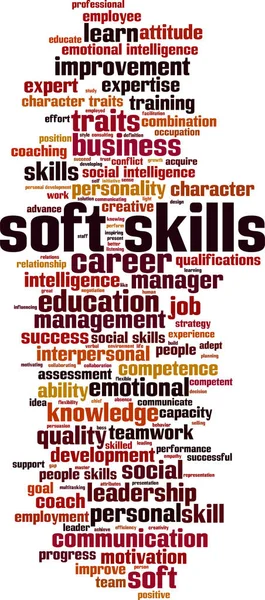 Concetto Soft Skills Word Cloud Collage Fatto Parole Soft Skills — Vettoriale Stock