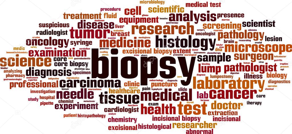 Biopsy word cloud concept. Collage made of words about biopsy. Vector illustration 