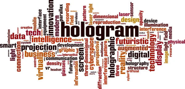 全息图词云概念 拼贴由关于全息图的文字制成 矢量插图 — 图库矢量图片