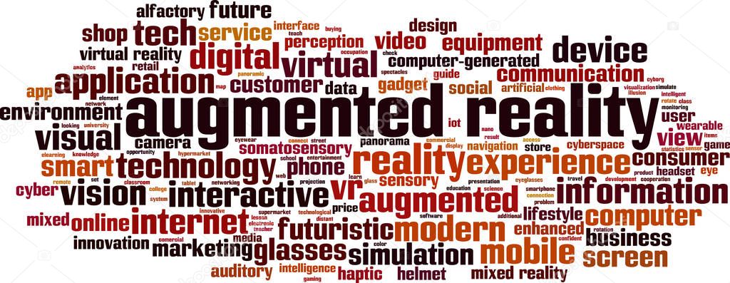 Augmented reality word cloud concept. Collage made of words about augmented reality. Vector illustration 