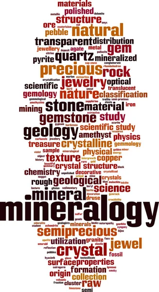 광물학 클라우드 개념입니다 광물학에 단어로 콜라주 일러스트레이션 — 스톡 벡터