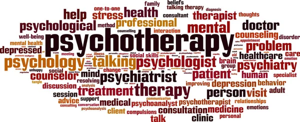 Psychotherapy Word Cloud Concept Collage Made Words Psychotherapy Vector Illustration — Stock Vector