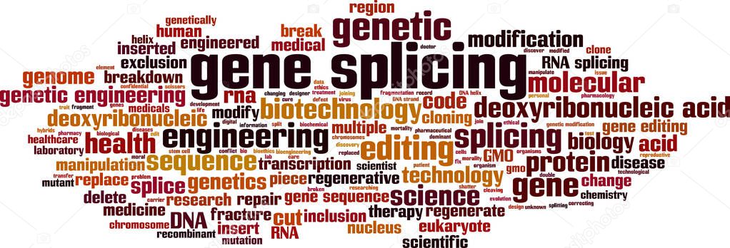 Gene splicing word cloud concept. Collage made of words about gene splicing. Vector illustration 