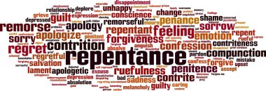 Repentance word cloud concept. Collage made of words about repentance. Vector illustration  clipart
