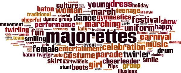 Majorettes Wort Cloud Konzept Collage Aus Wörtern Über Majoretten Vektorillustration — Stockvektor