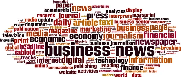 Business News Word Cloud Concept Collage Fait Mots Sur Les — Image vectorielle