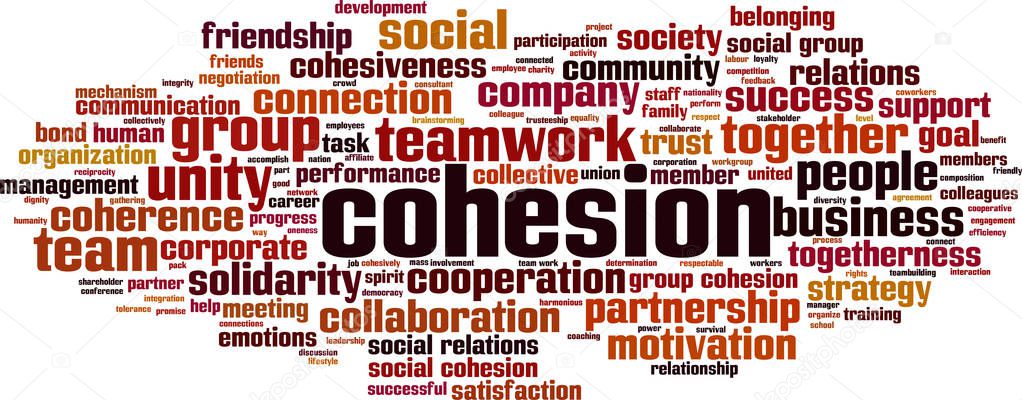 Cohesion word cloud concept. Collage made of words about cohesion. Vector illustration 