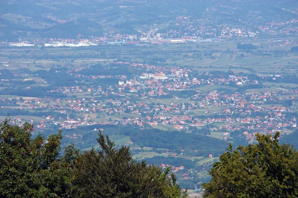 Uitzicht Vanaf Top Van Berg Medvednica Buurt Van Zagreb Naar — Stockfoto