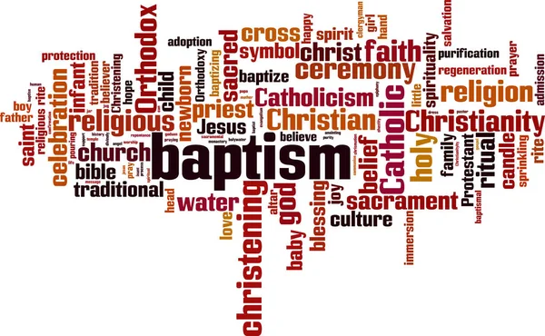 Conceito Nuvem Palavras Batismo Colagem Feita Palavras Sobre Batismo Ilustração — Vetor de Stock