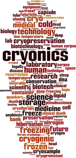 Cryonics Word Cloud Concept Collage Made Words Cryonics Vector Illustration — Stock Vector