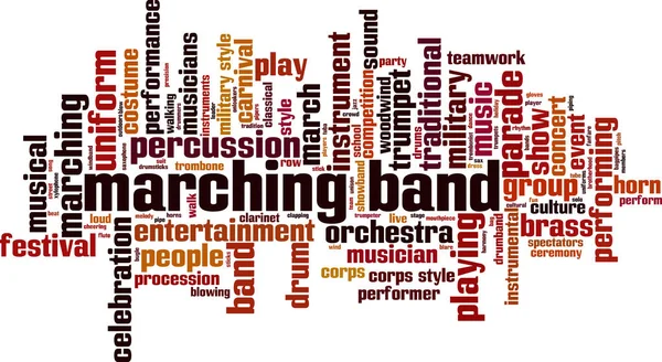 Marching Band Ord Moln Koncept Collage Ord Marscherar Band Vektor — Stock vektor