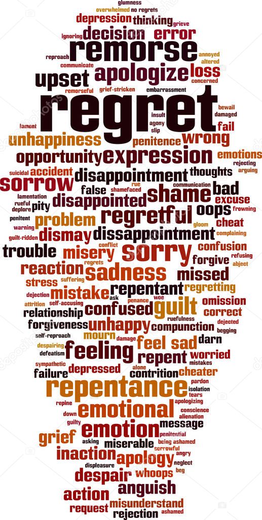 Regret word cloud concept. Collage made of words about regret. Vector illustration 