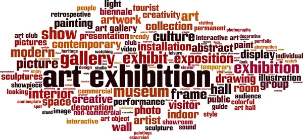 艺术展览云雾的概念 关于应用艺术展览的词汇拼凑而成的学院 矢量说明 — 图库矢量图片