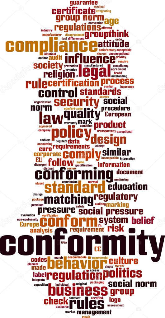 Conformity word cloud concept. Collage made of words about conformity. Vector illustration 