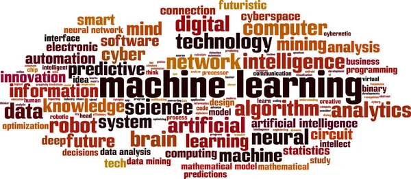 Concepto Nube Palabras Aprendizaje Automático Collage Hecho Palabras Sobre Aprendizaje — Vector de stock
