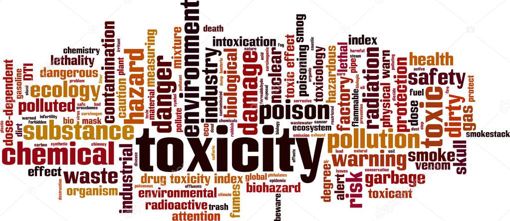 Toxicity word cloud concept. Collage made of words about toxicity. Vector illustration 