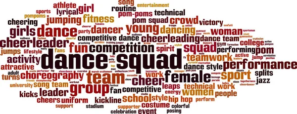ダンスチームワードクラウドの概念 ダンスチームについての言葉で作られたコラージュ ベクターイラスト — ストックベクタ