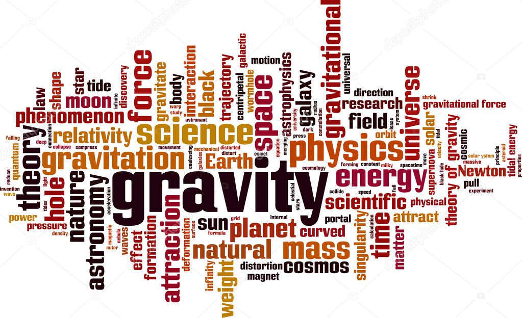 Gravity word cloud concept. Collage made of words about gravity. Vector illustration 