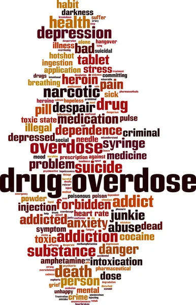 Overdose Droga Concetto Nuvola Parole Collage Fatto Parole Sull Overdose — Vettoriale Stock