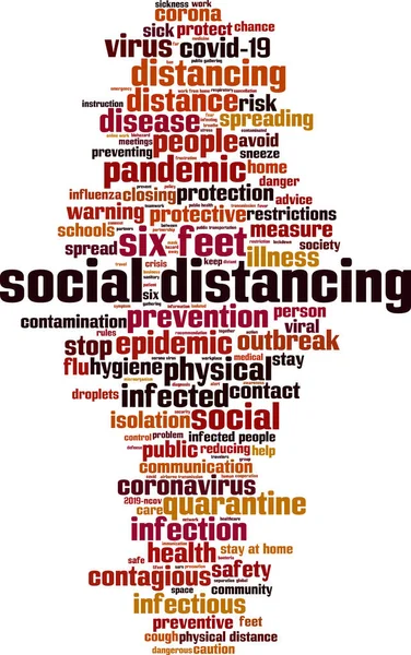 Social Distancing Word Cloud Concept Kolase Dibuat Dari Kata Kata - Stok Vektor