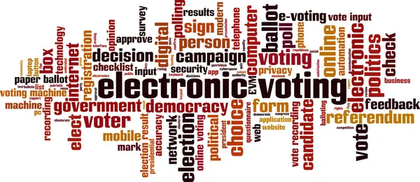 電子投票ワードクラウドの概念 電子投票についての言葉で作られたコラージュ ベクターイラスト — ストックベクタ