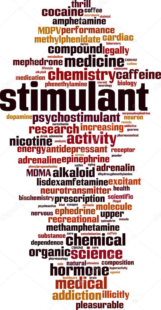 Stimulant word cloud concept. Collage made of words about stimulant. Vector illustration 