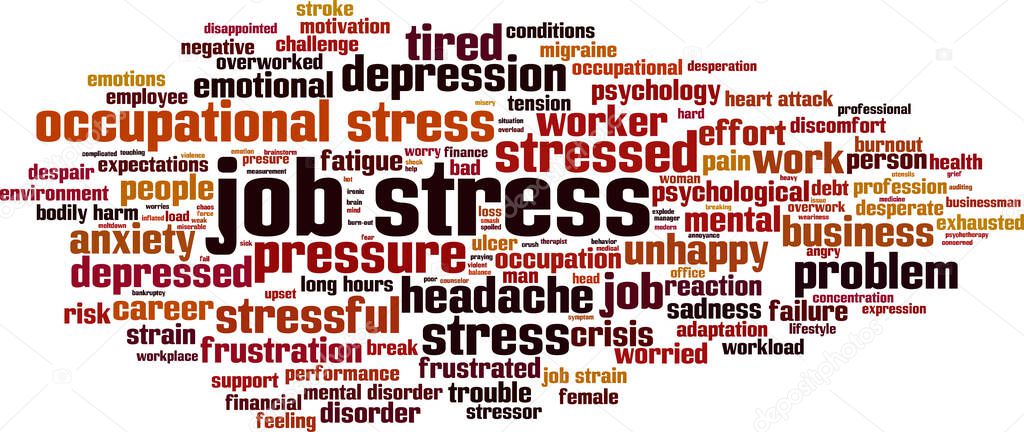 Job stress word cloud concept. Collage made of words about job stress. Vector illustration 