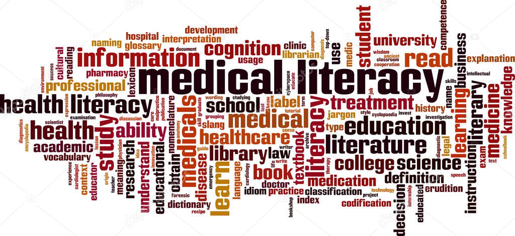 Medical literacy word cloud concept. Collage made of words about medical literacy. Vector illustration