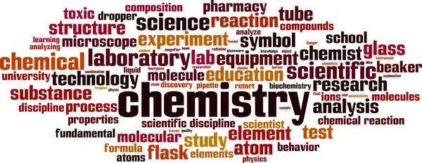 Chemie Slovo Oblačnost Koncept Koláž Složená Slov Chemii Vektorová Ilustrace — Stockový vektor