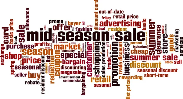 季中销售词云的概念 关于季中大减价 科拉吉说了很多话 矢量说明 — 图库矢量图片