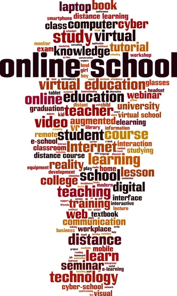 Online School Woord Cloud Concept Collage Gemaakt Van Woorden Online — Stockvector