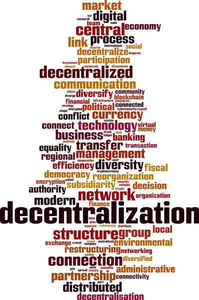 Decentralization Word Cloud Concept Collage Made Words Decentralization Vector Illustration — Stock Vector