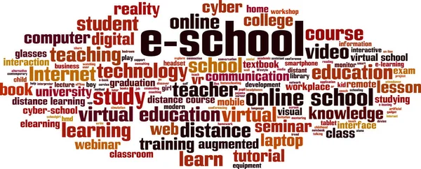 电子学校词汇云的概念 关于电子学校的词汇构成的大学 矢量说明 — 图库矢量图片